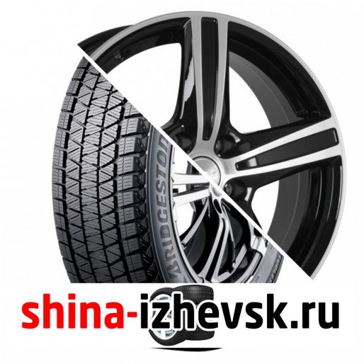 Колесо в сборе Bridgestone Blizzak DM V3 215/65 R16 S 102 + СКАД Адмирал 6.5xR16 5x114.3 ET45 DIA60.1 Черный глянцевый с полированной лицевой поверхностью в Ижевске